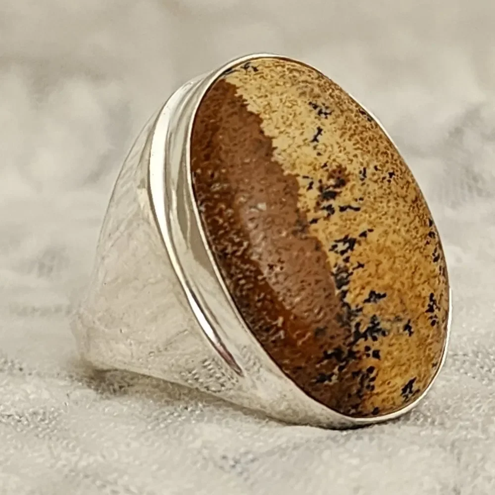 Men's Gemstone Ring! Size 11 1/2! Picture Jasper Hand Crafted Gemstone Jewelry